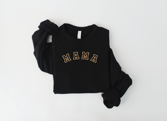 Mama Varsity Pullover: Black
