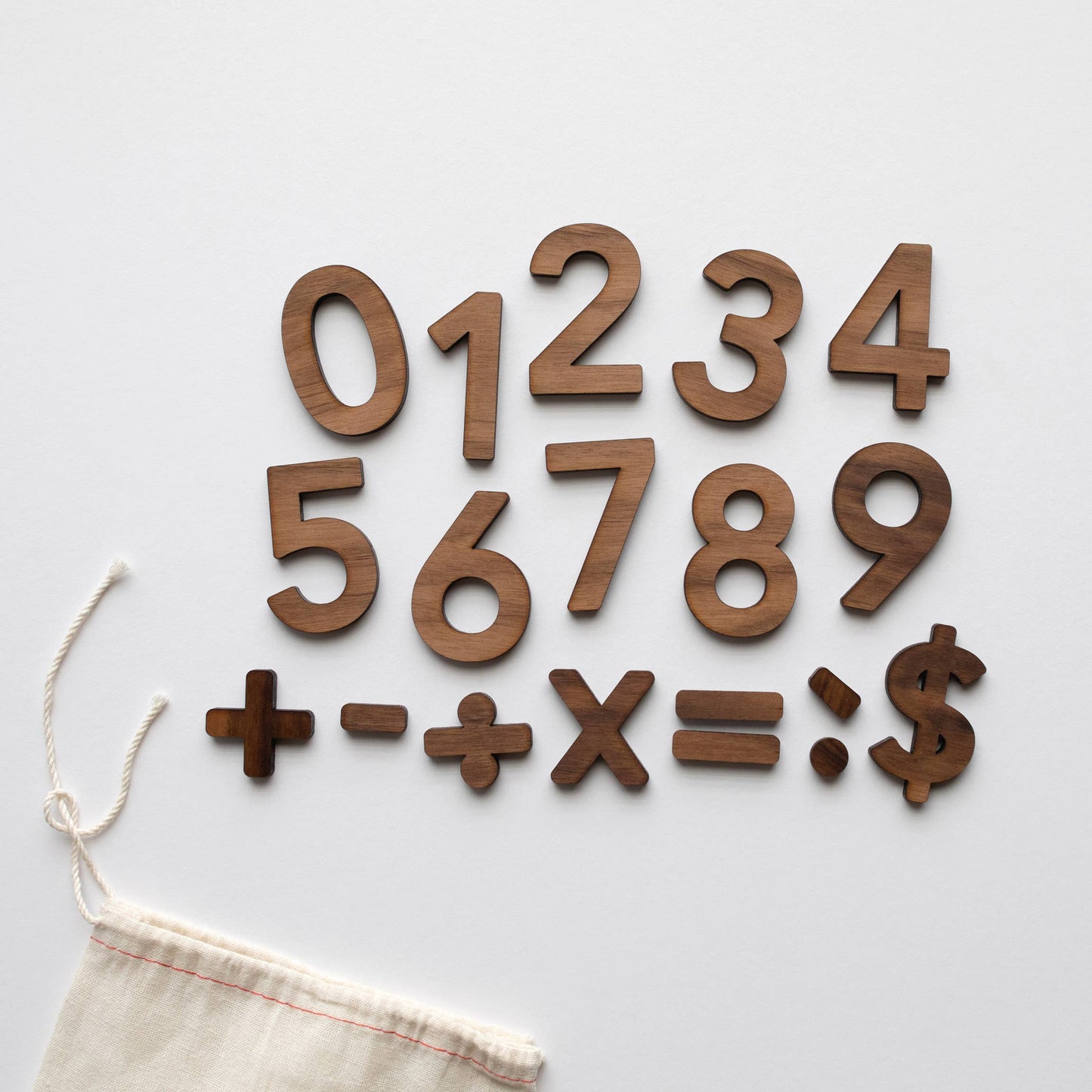 Wooden Number Set - Walnut