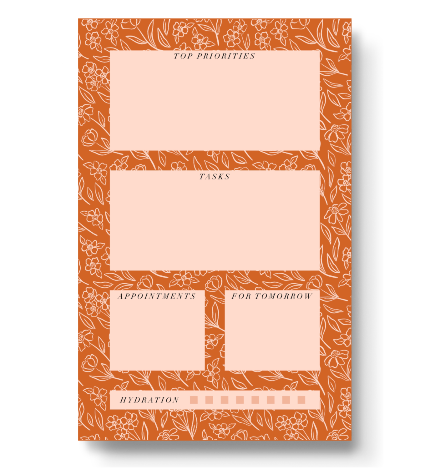 Daily Planner Notepad - Terracotta Floral