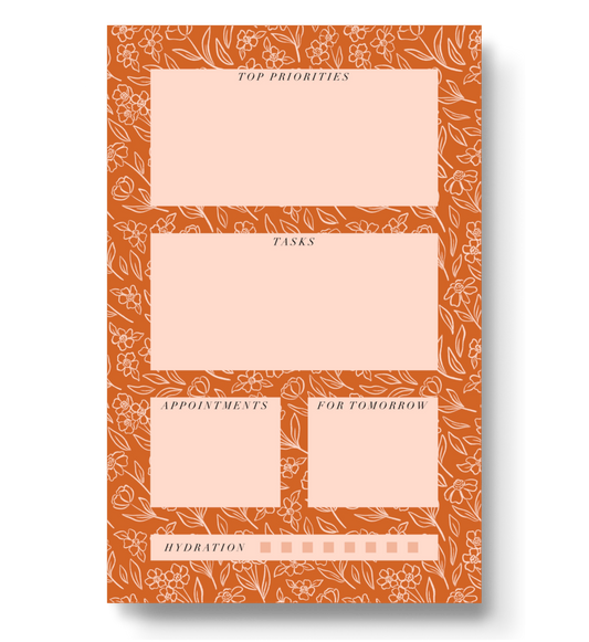 Daily Planner Notepad - Terracotta Floral