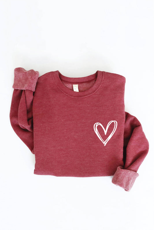 Heart Graphic Sweatshirt: Maroon