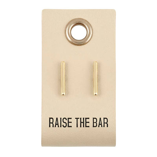 Leather Tag  - Bar Earrings