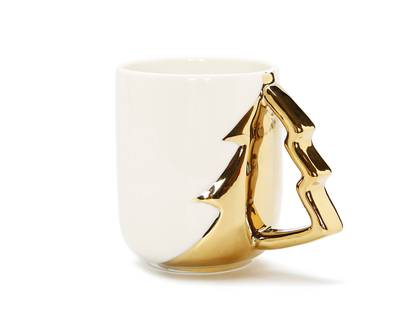 Gold Christmas Tree Handle Mug