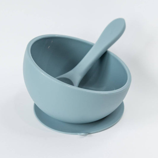 Suction Bowl | Spoon Set - Duck Egg Blue