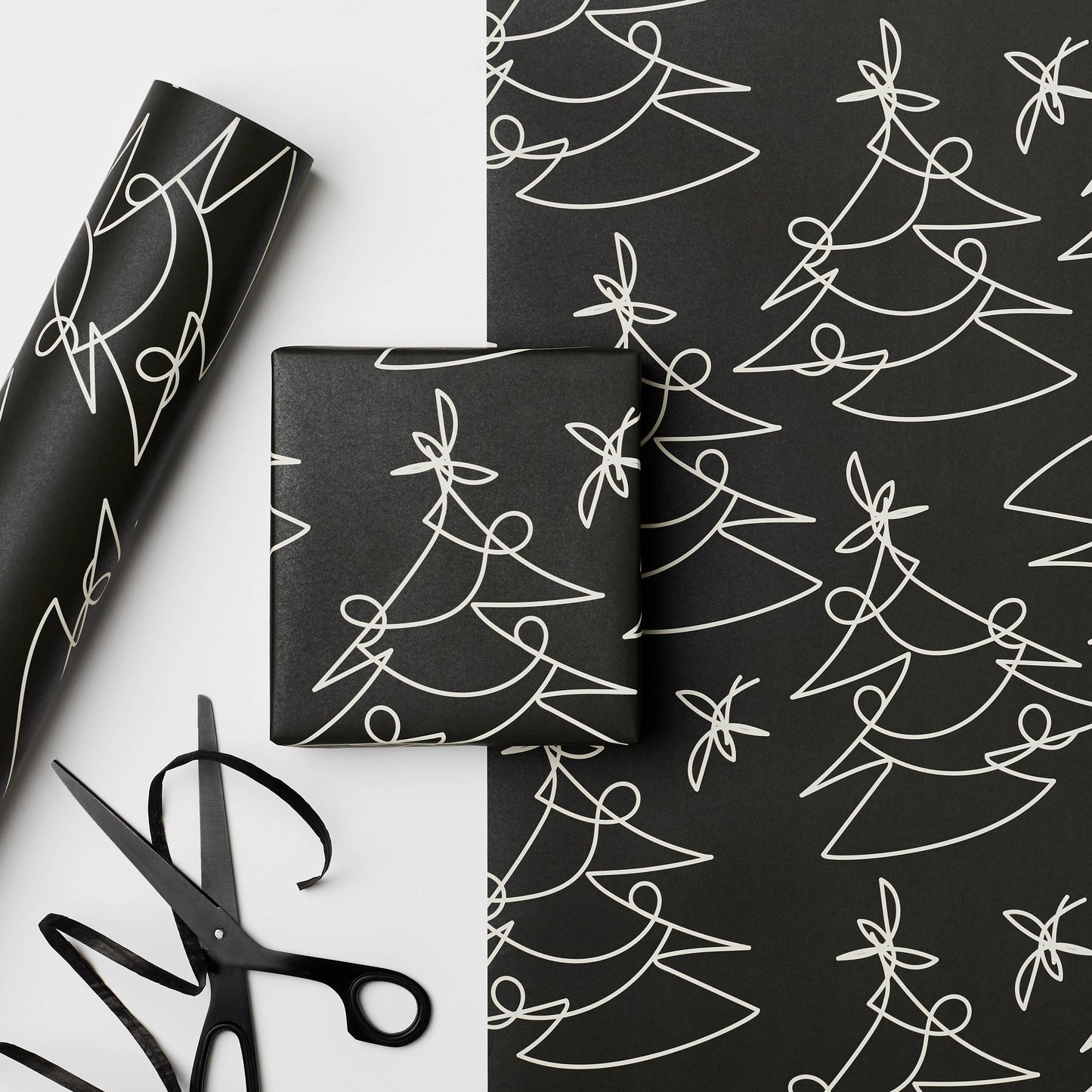 Gift Wrap - Tree Doodles {Black}