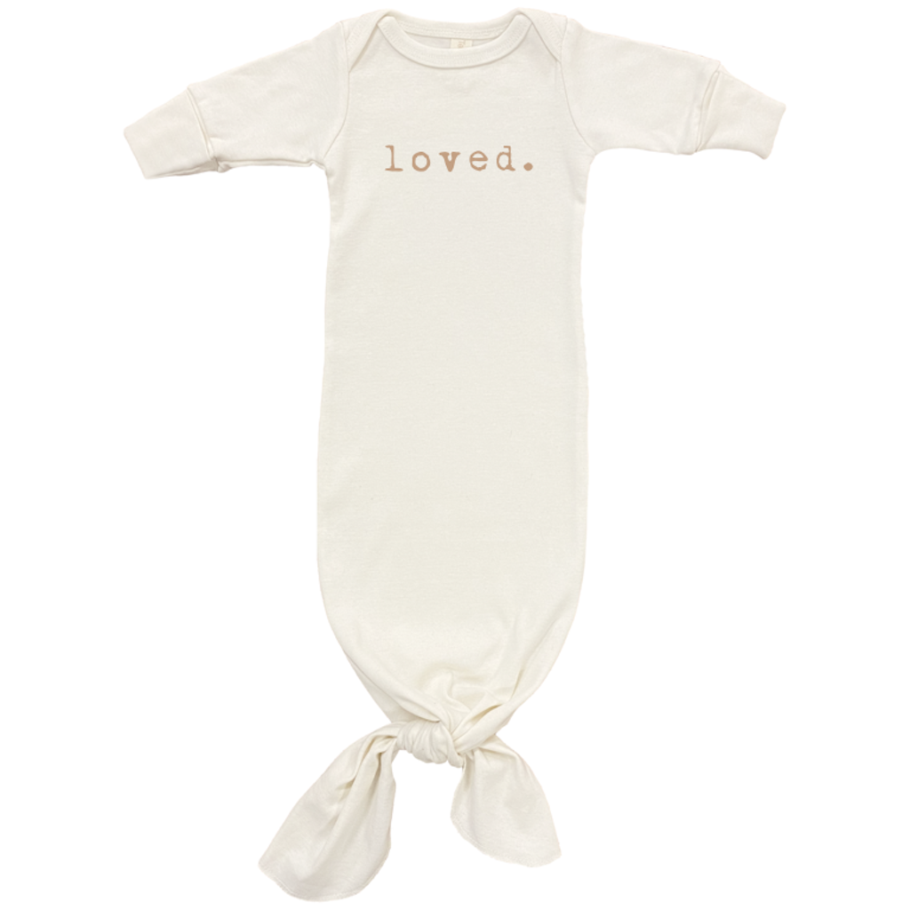 Loved - Long Sleeve Infant Tie Gown - Clay