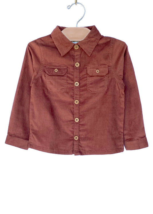 Corduroy Button Shirt- Rust