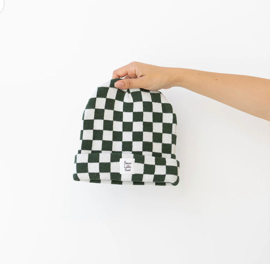 Checkered Beanie - Forest Green