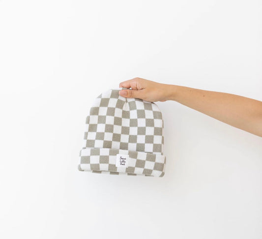 Checkered Beanie - Deep Taupe