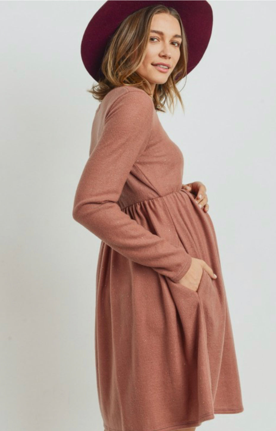 Maternity: Lurex Side Pocket Long-sleeve Dress