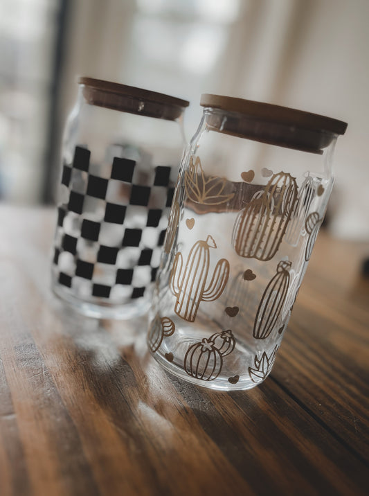 Glass Cup - Checkered