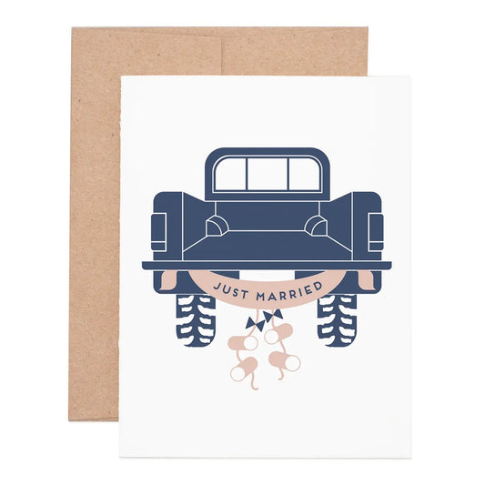 Just Married Truck Greeting Card